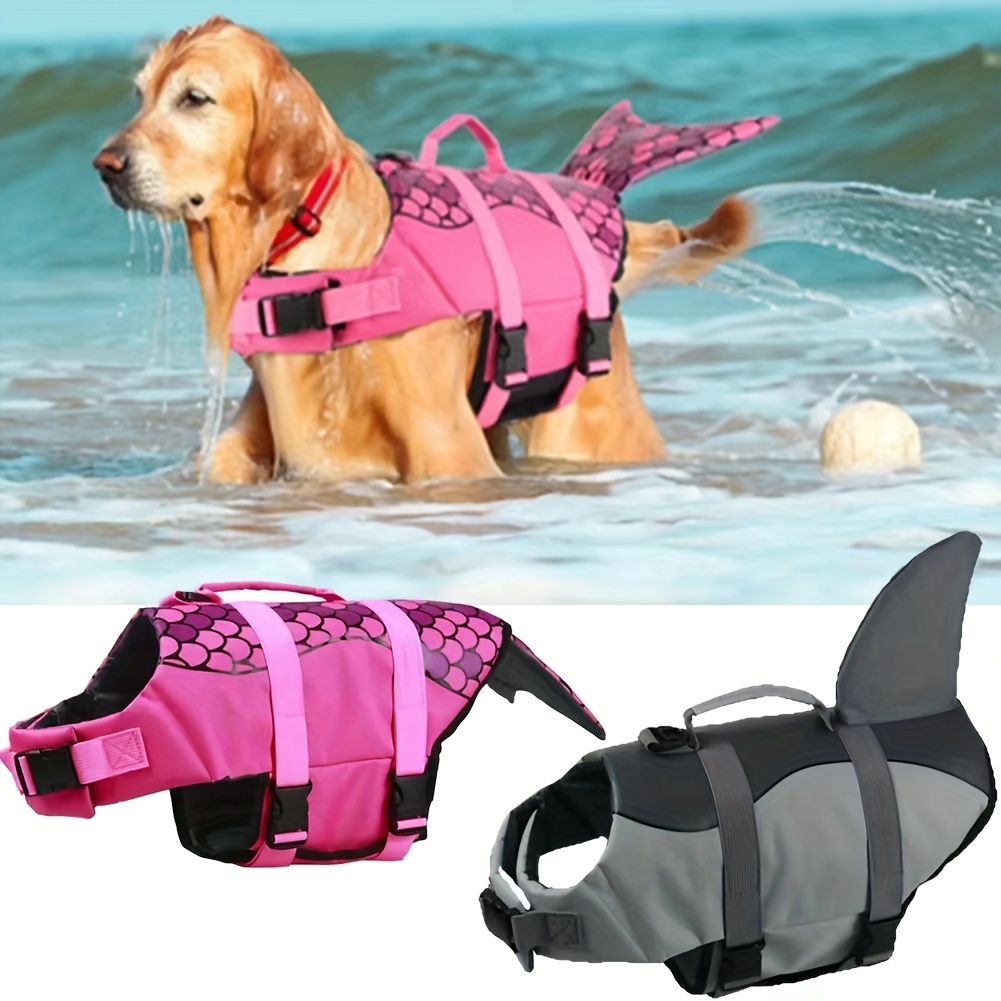Dog Life Jacket - Haai/zeemeermin hondenzwemvest met hoge drijfvermogen, veiligheidsgreep