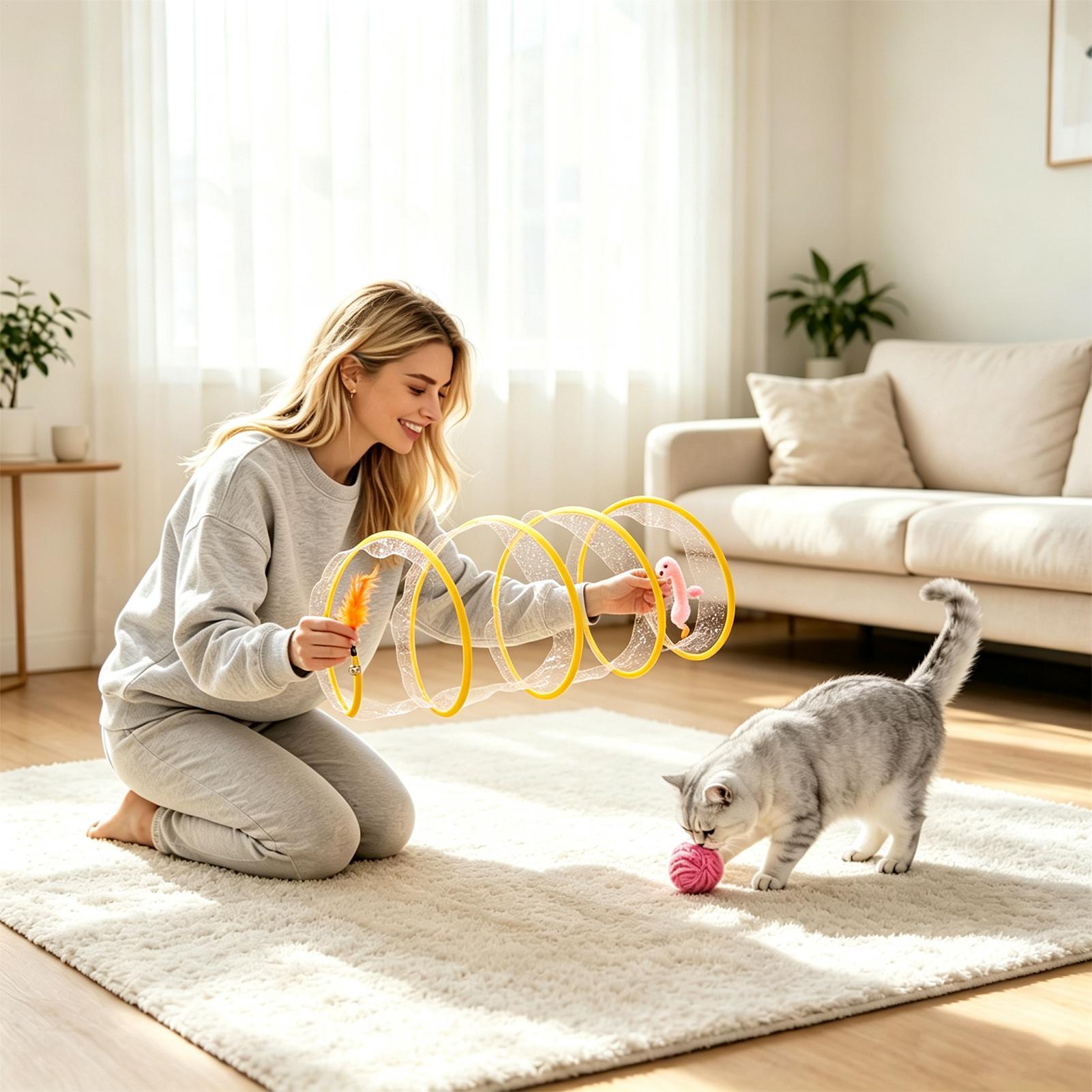 Spiralvormige kattentunnel, op - Interactive Cat Toy recensie en prijs