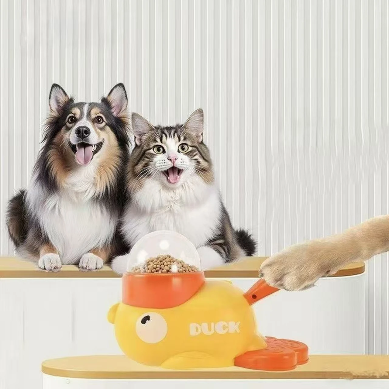 Gele eendvormige interactieve  - Interactive Cat Toy recensie en prijs