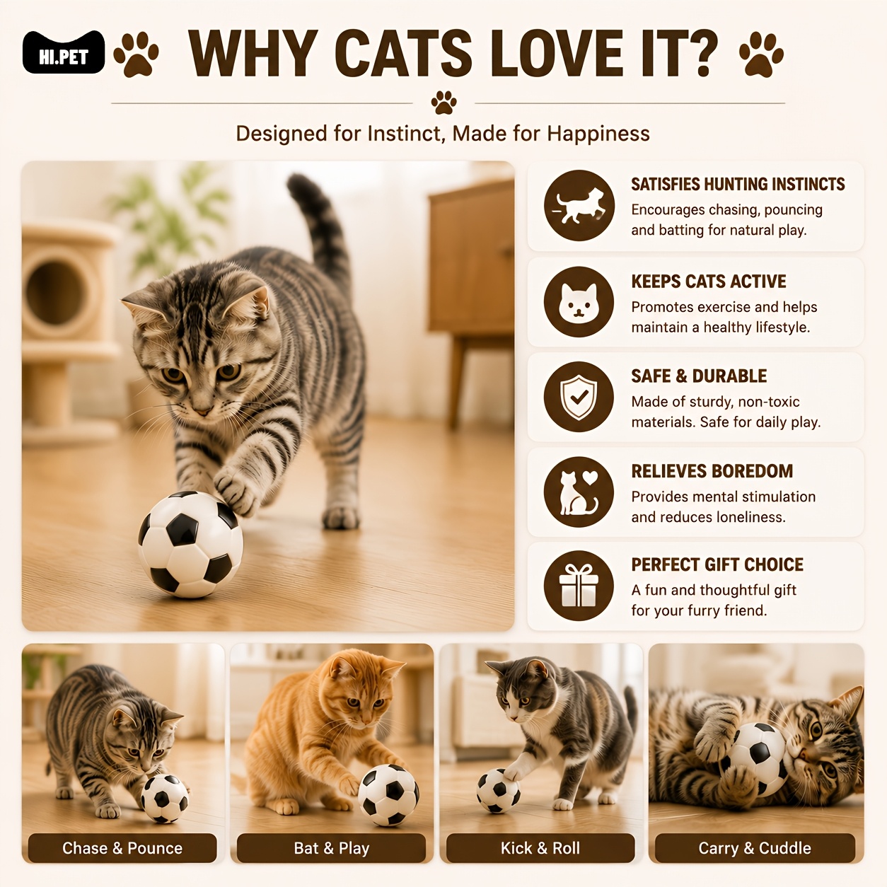 4-delige kattenvoetbalspeelgoe - Interactive Cat Toy recensie en prijs