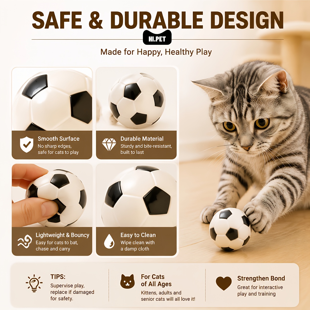 4-delige kattenvoetbalspeelgoe - Interactive Cat Toy recensie en prijs